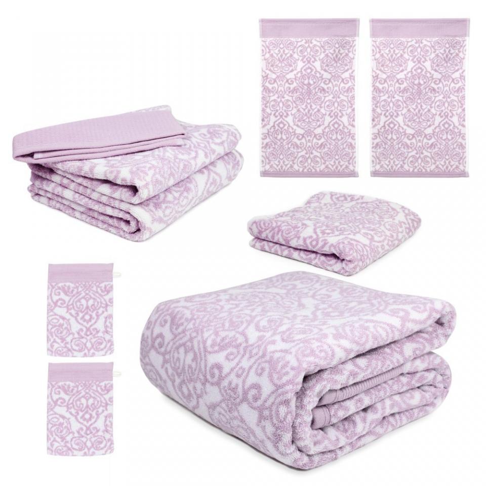 Parure de bain 7 pièces BOLERO FLORAL Rose 520 g/m