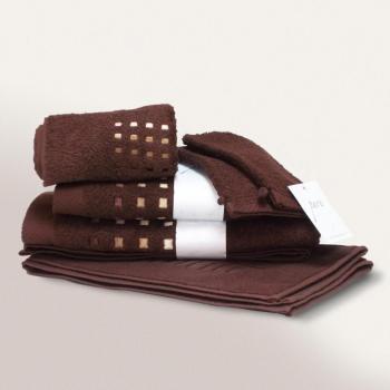 Parure de bain 6 pièces PURE SQUARES Marron 550 g m2 Parure de bain 6 pièces PURE