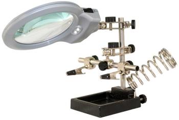 Troisième main avec lampe-loupe LED et support de