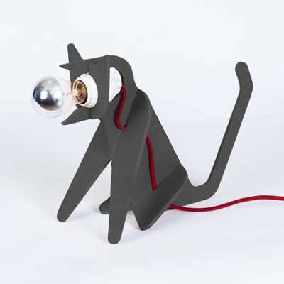 Lampe à poser Chat en bois noir Get Out Clotilde e