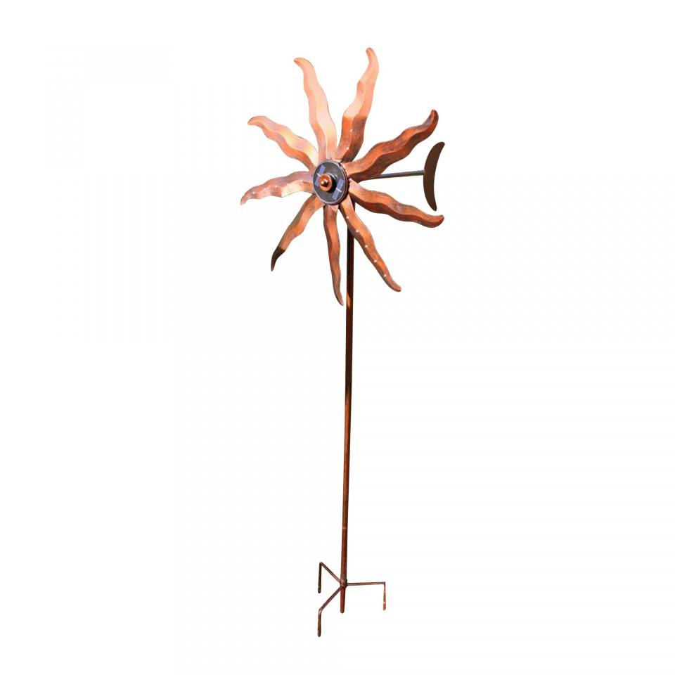 Éolienne solaire H190cm en métal effet rouille {Co