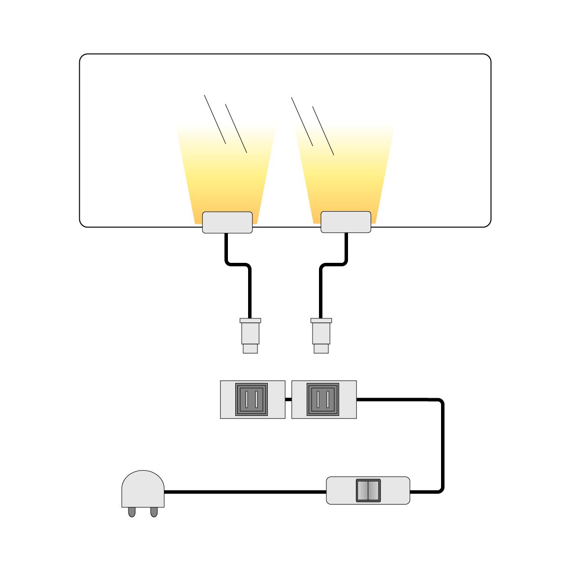 Eclairage LED pour bordures de tablettes en verre