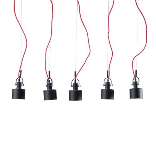 Suspension Buzzwire - Noir / Rouge 5 ampoules
