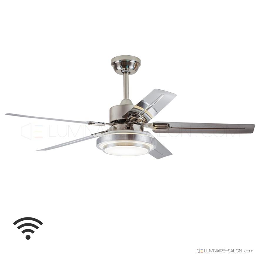 Ventilateur plafonnier LED lame en bois ou acier P