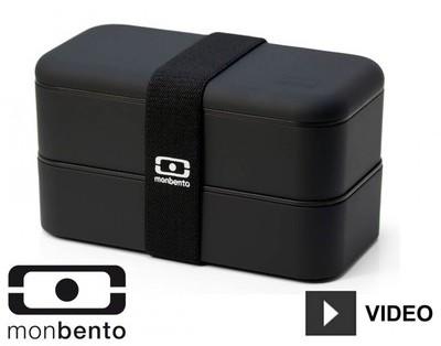 Boîte repas Bento 2 compartiments 1L - Noir Boîte repas Bento 2 compartiments