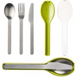 Set de 3 couverts avec étui transport - Vert - Ros