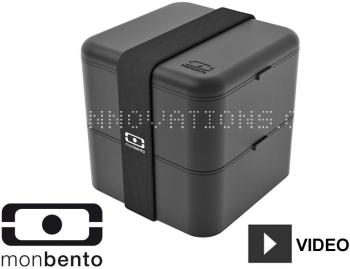 Boîte repas Bento 2 compartiments carrée 1 7L - Noir Boîte repas Bento 2 compartiments