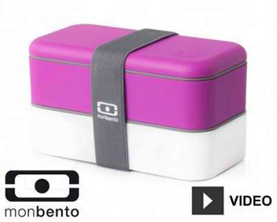 Boîte repas Bento 2 compartiments 1L - Fuschia