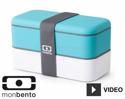 Boîte repas Bento 2 compartiments 1L - Bleu