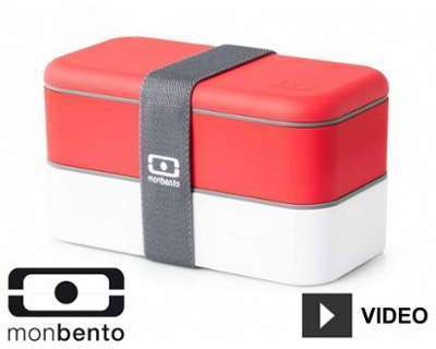 Boîte repas Bento 2 compartiments 1L - Rouge Boîte repas Bento 2 compartiments