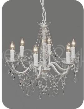 Lustre en cristal, 120cm, 6 flammes, blanc