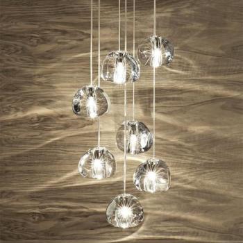 Mizu 7 - Lustre - nickel transparent brossé H 190cm Mizu 7 - Lustre - nickel transparent