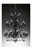Grand lustre en cristal torsades noires