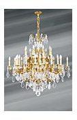 Lustre cristal de bohème Louis XV doré 45 lumières Lustre cristal de bohème Louis