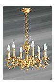 Lustre Louis XV doré en bronze six lumières