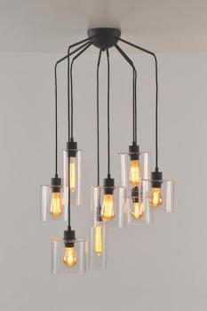Lustre 8 lampes design Market set Ilo-Ilo Noir Métal Lustre 8 lampes design Market