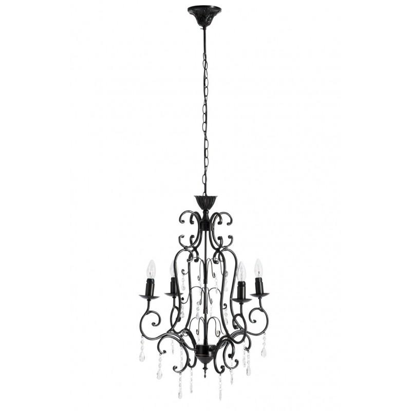 Lustre classique pampille métal noir 41x41x133cm