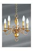 Petit lustre en laiton de style hollandais cinq lu