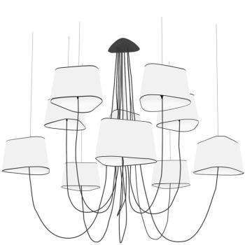 GRAND NUAGE - Lustre 10 Lumières Blanc/Noir Ø223cm