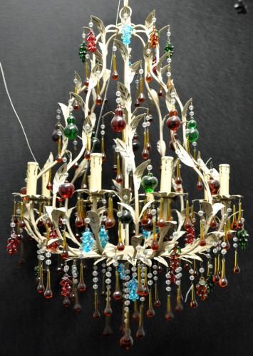 Grand lustre pampilles multicolores