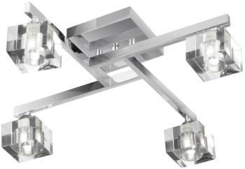 Plafonnier 4 ampoules Sculptured Ice en chrome et verre Plafonnier 4 ampoules Sculptured