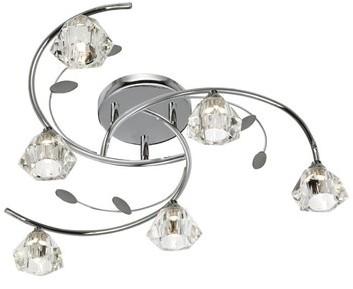 Plafonnier 6 ampoules Sierra en chrome et verre Plafonnier 6 ampoules Sierra