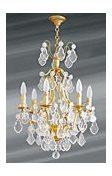 Lustre doré cristal de bohème 6 lumières Louis XV Lustre doré cristal de bohème