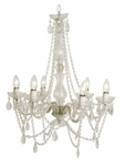 Lustre baroque 6 branches blanc transparent à pamp