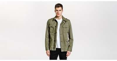 Parka coton lavé Vert/Kaki Homme