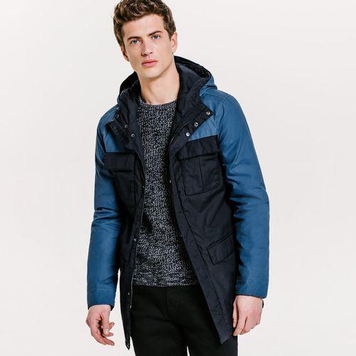 Parka 4 poches bicolore Bleu Homme