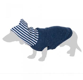 Pull-over à capuche rayée pour chien - longueur du