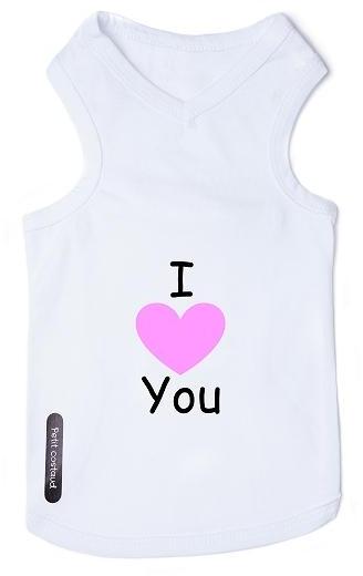 T-shirt pour chien blanc I love pink
