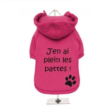 Sweat pour chien Fuchsia Jen ai plein les pattes