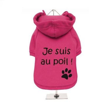 Sweat pour chien Fuchsia Je suis au poil !