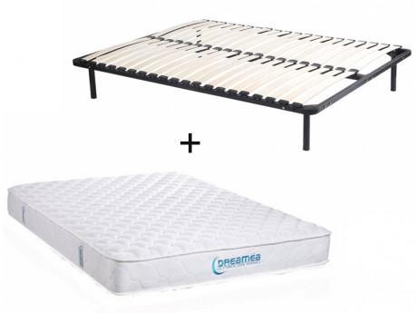 Ensemble cadre à lattes + matelas ressorts ensaché