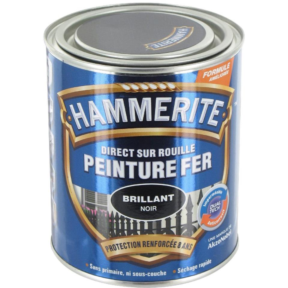 Peinture brillante Hammerite - Boîte 750 ml - Noir