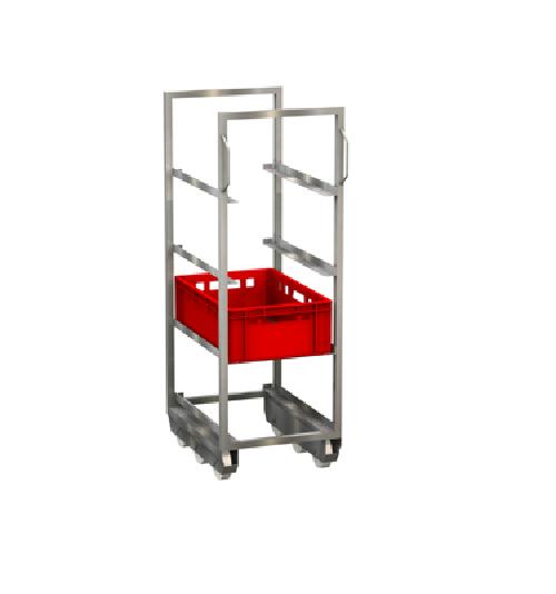 Chariot inox Dolly pour bac E2 460 x 620 x 1340 mm