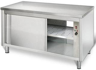 Meuble bas inox traversant chauffant P 600 mm avec