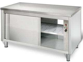 Meuble bas inox traversant chauffant P 700 mm avec