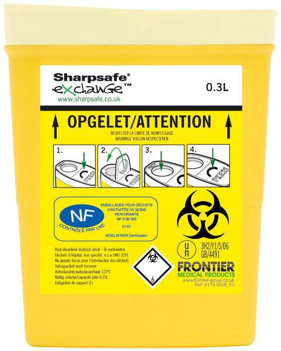Collecteur daiguilles Sharpsafe® 0.3l pour infirm