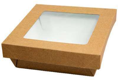 Boîte en carton brun avec couvercle et fenêtre 95x