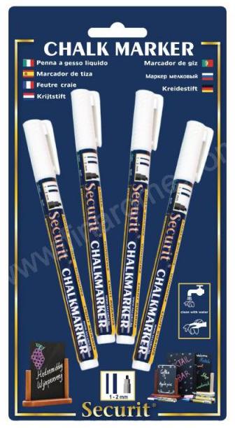 Lot de 4 feutres craies blancs 1 mm SECURIT