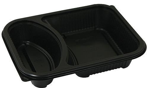 Barquette PP noire 2 compartiments 284cc 596cc