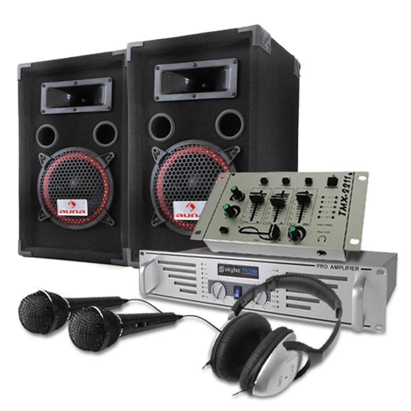 Set DJ PA 2 enceintes, 1 ampli, 1 table de mixage