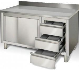 Plan de travail inox mural / placard portes coulis