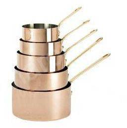 Set de 5 casseroles en cuivre inox queue en laiton