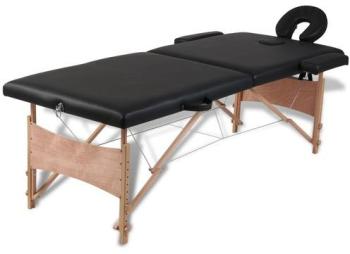 VidaXL Table de Massage Pliante 2 Zones Noir Cadre