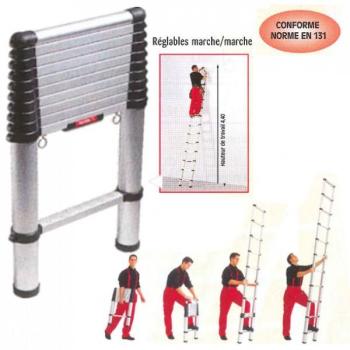 Echelle téléscopique aluminium hauteur 3,20m