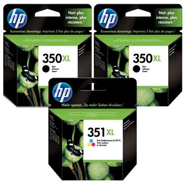 Hp350xl+351xl pack 2 cartouches noires + cartouche