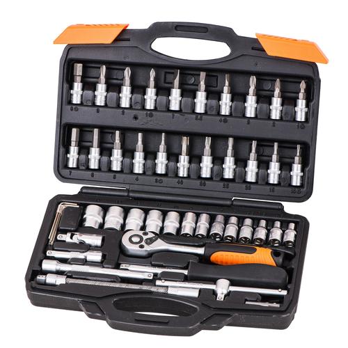 Coffret clé à cliquets 46 pièces 1/4, jeu de dou